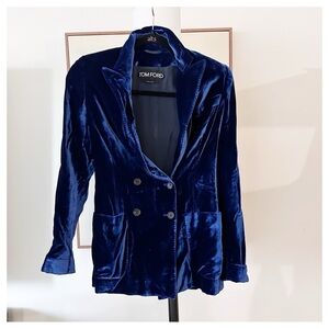 Tom Ford Velvet Blazer Double Breasted Blue size 34/XS